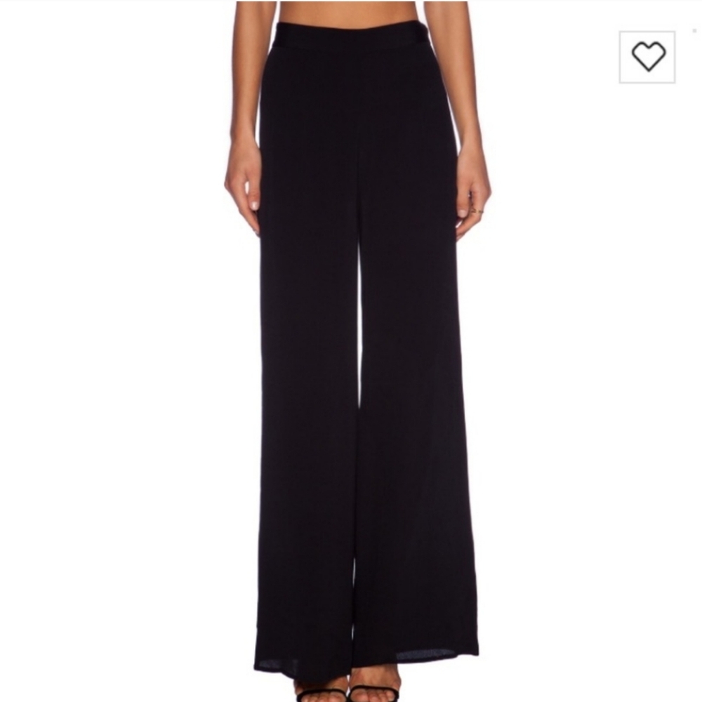 NBD X NAVEN Wide Leg Black Satin Pants